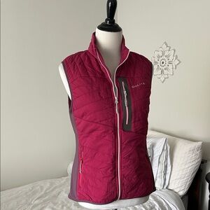 Go Lite M magenta plum gray zipper thin fitted Quilted Vest